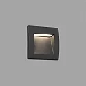 Faro Outdoor LED Wand-Einbauleuchte SEDNA SQ 90, IP65 IK06, 9 x 9cm, 100-240VAC, 1W 3000K 38lm 70°, dunkelgrau / opal