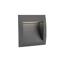 Faro Outdoor LED Wand-Einbauleuchte SEDNA SQ 140, IP65 IK06, 14 x 14cm, 230V AC, 3W 3000K 90lm 70°, dunkelgrau / opal