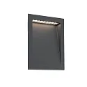 Outdoor LED Wand-Einbauleuchte SOUN 193, IP65, 23.8 x 19.3cm, 100-240V AC, 8W 3000K 630lm 120°, Aluminium / Glas, dunkelgrau