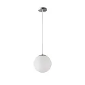 LED Kugelpendelleuchte, Ø40cm, 355°, 52W, IK01, IP40, schaltbar, Glas weiß, 3000K, 7000lm, Baldachin edelstahl gebürstet
