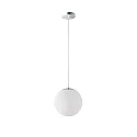 LED Kugelpendelleuchte, Ø40cm, 355°, 52W, IK01, IP40, schaltbar, Glas weiß, 4000K, 7400lm, Baldachin chrom