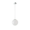 LED Kugelpendelleuchte, Ø40cm, 355°, 52W, IK06, IP40, DALI dimmbar, PMMA glänzend weiß, 3000K, 7000lm, Baldachin chrom