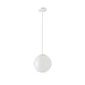 LED Kugelpendelleuchte, Ø40cm, 355°, 52W, IK06, IP40, DALI dimmbar, PMMA glänzend weiß, 4000K, 7400lm, Baldachin weiß