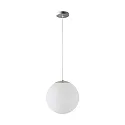 LED Kugelpendelleuchte, Ø50cm, 355°, 58W, IK01, IP40, schaltbar, Glas weiß, 3000K, 7800lm, Baldachin edelstahl gebürstet