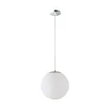 LED Kugelpendelleuchte, Ø50cm, 355°, 58W, IK01, IP40, DALI dimmbar, Glas weiß, 4000K, 8200lm, Baldachin chrom