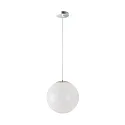 LED Kugelpendelleuchte, Ø50cm, 355°, 58W, IK06, IP40, schaltbar, PMMA glänzend weiß, 4000K, 8200lm, Baldachin chrom