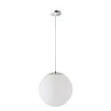 LED Kugelpendelleuchte, Ø60cm, 355°, 65W, IK01, IP40, DALI dimmbar, Glas weiß, 3000K, 8700lm, Baldachin chrom