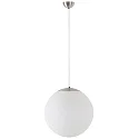 LED Kugelpendelleuchte, Ø60cm, 355°, 48W, IK01, IP40, DALI dimmbar, Glas weiß, 3000K, 6000lm, Baldachin edelstahl gebürstet