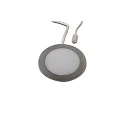 LED Möbel-Einbauleuchte FAR 58, IP44/IP20, rund, Ø 6.5cm, LED-24-Stecker, CRi >90, 3W 4000K 225lm 115°, Edelstahl-Optik