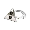 Möbel-Doppelsteckdose LUXOR 2 ST zur Aufbau-Eckmontage, 220-240V AC, 2 Schuko-Steckdosen, Edelstahl-Optik
