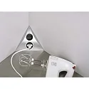 Möbel-Doppelsteckdose LUXOR 2 ST zur Aufbau-Eckmontage, 220-240V AC, 2 Schuko-Steckdosen, Edelstahl-Optik