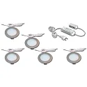 5pc. set of recessed LED panel luminaire FR 78-LED, IP44, LED24 connection, CRi>90, 4W 4000K, inox look