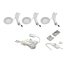 3er Set DYNAMIC LED Einbaustrahler FR 55-LED 3W, rund, Edelstahloptik, 24V DC, Funk-FB-Anbau, Trafo LED-24 / 15W