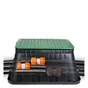HEITRONIC Bodeneinbaudose JUMBO, IP44,  6.4 x 3 x 5.1cm, mit 12 Ausgängen + Deckel, begehbar bis 500kg