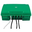 HEITRONIC Outdoor Sicherheits-Verteilerbox MAXIMUS, IP55, 35 x 24 x 12cm, 5.8 Liter, 5 Ein-/Ausgänge 15mm, grün