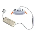 HEITRONIC LED Einbau-Downlight AURORA mit seitlichem Lichtkranz, IP44, Ø 8cm, 6W 3000K 450lm 210°, Weiß