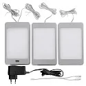 3er Set LED Unterbauleuchte SASKIA, IP20, 18W 3000K 810lm, inkl. BG + Dimm-Sensor, Silber / matt, sensorleuchte