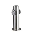 Outdoor Energieverteiler TOKIO, IP44, zylindrisch, mit Kindersicherung + Federdeckel, V2A Edelstahl, 2-fach