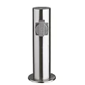 Outdoor Energieverteiler TOKIO, IP44, zylindrisch, mit Kindersicherung + Federdeckel, V2A Edelstahl, 2-fach