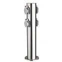 Outdoor Energieverteiler TOKIO, IP44, zylindrisch, mit Kindersicherung + Federdeckel, V2A Edelstahl, 4-fach