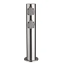 HEITRONIC Outdoor Energieverteiler TOKIO, IP44, zylindrisch, mit Kindersicherung + Federdeckel, V2A Edelstahl, 4-fach