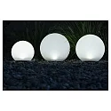 Solar LED Kugelleuchte BOULE, IP44, 4000K, Akku wechselbar, mit Erdspieß + Sensor, Kunststoff, weiß, Ø 25cm