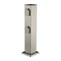 Energieverteiler BANGKOK, IP44, mit Kindersicherung + Federdeckel, V2A Edelstahl, für Gravur geeignet, 4-fach, 47cm