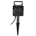 HEITRONIC Erdspieß-Energieverteiler DUBAI, IP44, max. 16A / 3680W, mit 150cm Steckerkabel, 2-fach, mit Timer