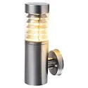 Außenwandleuchte SATURN, IP44, ohne Sensor, E27 max. 12W, Edelstahl / klar