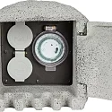 HEITRONIC Energieverteiler PIEDRA, 2-fach, mit Zeitschaltuhr, 250V / 16A, max. 3680W, IP44, grau