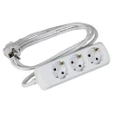Indoor-Tisch-Steckdosenleiste, IP20, 3G 1.5mm², weiß, geeignet für DE / FR / B, 3-fach, 17cm, mit 150cm Steckerkabel