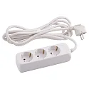 Indoor-Tisch-Steckdosenleiste, IP20, 3G 1.5mm², weiß, geeignet für DE / FR / B, 3-fach, 17cm, mit 300cm Steckerkabel