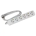 Indoor-Tisch-Steckdosenleiste, IP20, 3G 1.5mm², weiß, geeignet für DE / FR / B, 6-fach, 30cm, mit 150cm Steckerkabel
