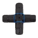 Outdoor Kreuz-Kabelverbinder, 3-polig, IP68, schwarz