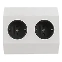 Eck-Schutzkontakt Steckdose SALERNO, IP20, geneigt, 230-250V, max. 3500W, Rahmen (weiß + silber), 100cm Kabel (offen), 2-fach