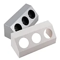 Eck-Schutzkontakt Steckdose SALERNO, IP20, geneigt, 230-250V, max. 3500W, Rahmen (weiß + silber), 100cm Kabel (offen), 3-fach