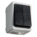 HEITRONIC Aufputz-Feuchtraum Schalterserie MONSUN Serien-/Wechselschalter Lichtgrau/Anthrazit IP44