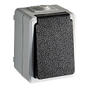 Aufputz-Feuchtraum Schalterserie MONSUN, IP44, 230V AC, 10A, Steckdose mit Deckel, grau / anthrazit