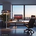 HEITRONIC LED Office-Stehleuchte LINEAR, direkt-Indirekt, 60W 3000-6500K (Tunable White) 7500lm, UGR 16, mit Touch-Panel, dimmbar, 