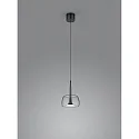 Helestra LED Pendelleuchte FLUTE, IP20, 1-flammig, 8W 2800K 570lm, CRi >90, dimmbar, ohne Glasschirm, schwarzchrom