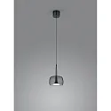 Helestra LED Pendelleuchte FLUTE, IP20, 1-flammig, 8W 2800K 570lm, CRi >90, dimmbar, ohne Glasschirm, schwarzchrom