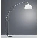 Stehleuchte / Bogenlampe DORO, IP20, E27, ausziehbar, schaltbar, Stahl / Acrylglas, mattschwarz / Arm chrom / Schirm weiß