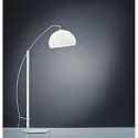 Stehleuchte / Bogenlampe DORO, IP20, E27, ausziehbar, schaltbar, Stahl / Acrylglas, mattweiß / Arm chrom / Schirm weiß