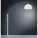 Helestra Stehleuchte / Bogenlampe DORO, IP20, E27, ausziehbar, schaltbar, Stahl / Acrylglas, mattweiß / Arm chrom / Schirm weiß