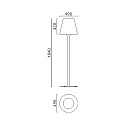 Helestra Outdoor Stehleuchte MORIS-XL, IP44, E27, 184cm / Ø 49cm, mit 300cm Steckerkabel, Stahl graphit / Acryl-Diffusor weiß