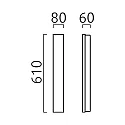 Helestra LED Wandleuchte / Spiegelleuchte COSI 61, IP30, 20W 2900K 1520lm, CRi >90, dimmbar, Glas satiniert + poliert, mattschwarz