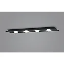Helestra ceiling luminaire NOMI 4 flames, square, long LED IP20, black dimmable