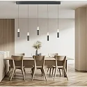 pendant luminaire LIDOS 5 flames, direct / indirect IP20, black chrome dimmable