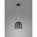 LED Pendelleuchte ODA, mit Glockenschirm, 25W, 2700K, 1810lm, IP20, dimmbar, schwarzchrom/Glas grau