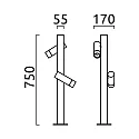 Helestra bollard lamp LOCI 2 flames, rotatable IP65, graphite 